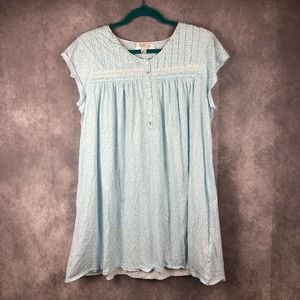 Eileen West Nightgown Ditsy Floral Flower Buttons Lace Trim Womens Size Large